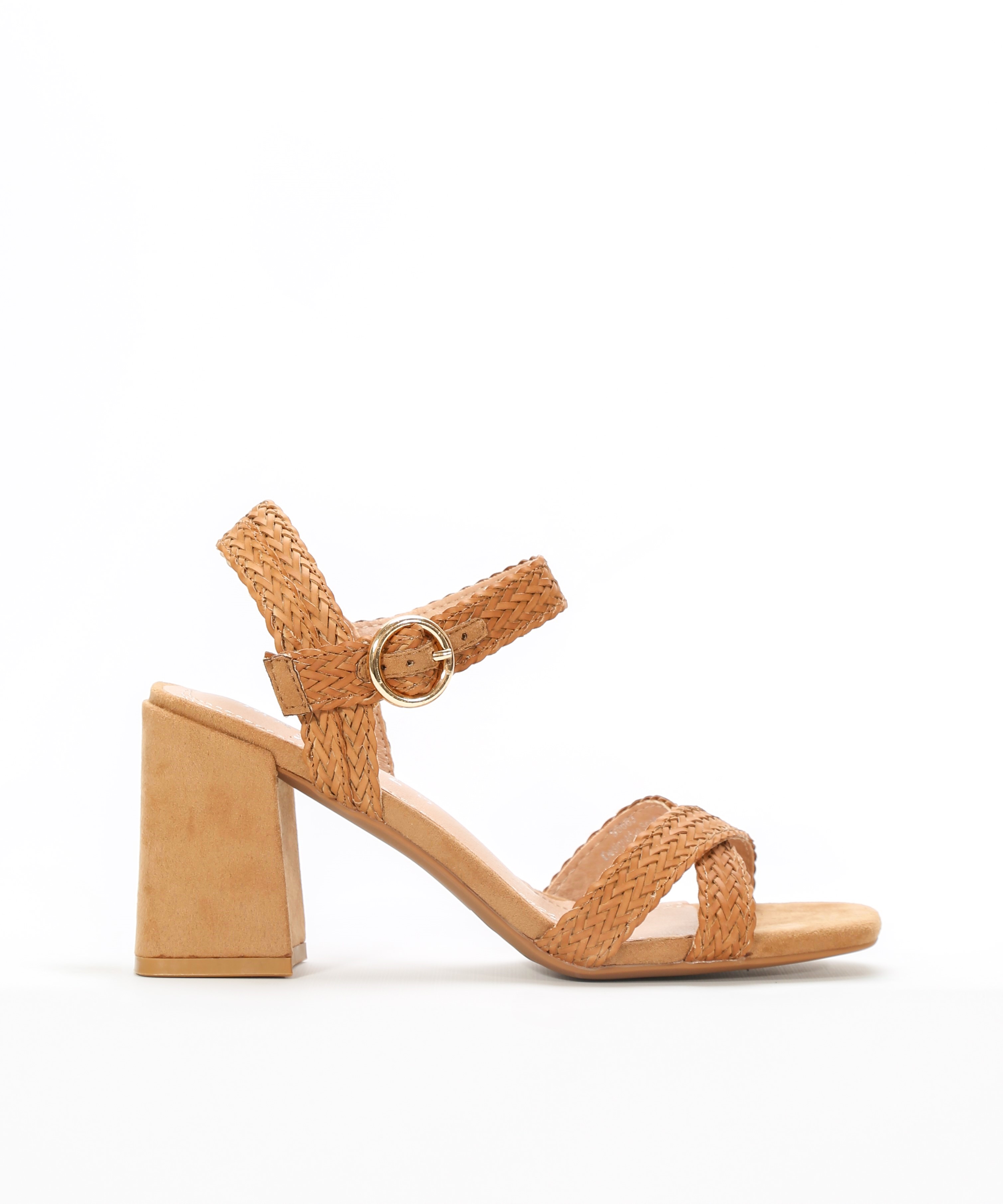 Sandalias tacón tiras trenzadas